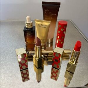 Estee Lauder Skin Care, makeup and  Lipstick Set - Red and Gold Brand New